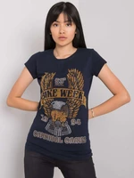 Women's dark blue T-shirt with application