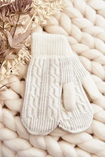 Warm women's one-finger gloves, white