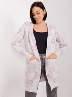 Light purple patterned cardigan with pockets