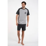 Men's pyjamas Morten, short sleeves, shorts - melange/dark melange