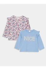 LC Waikiki Crew Neck Long Sleeved Printed Baby Girl's T-Shirt 2-pack