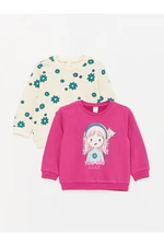 LC Waikiki Crew Neck Long Sleeve Printed Sweatshirt for Baby Girl 2-pack.