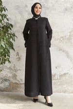 InStyle Ivory Pile Pattern Abaya - Black
