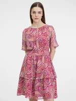 Red-pink women's patterned dress ORSAY