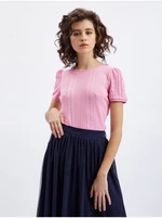 Orsay Pink Women's T-Shirt with Decorative Details - Women