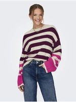 Purple-cream women's striped sweater JDY Drea