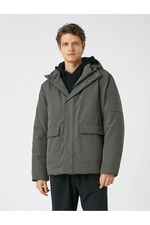 Koton Hooded Anorak Pocket Detailed Zippered Snap Buttons.