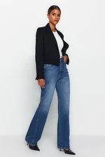 Trendyol Blue Stitching Detail High Waist Wide Leg Jeans