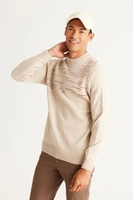 AC&Co / Altınyıldız Classics Men's Beige-brick Standard Fit Normal Cut Half Turtleneck Woolen Knitwear Sweater