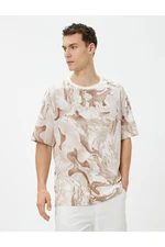 Koton Oversized T-Shirts. Crew Neck Abstract Print Detailed Short Sleeves.