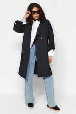 Trendyol Black Water-Repellent Long Trench Coat