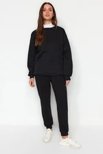 Trendyol Black Oversize/Loose Fit Crew Neck Thick/Fleece Knitted Sweatshirt