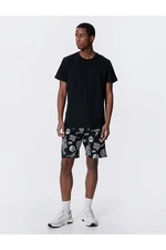 Koton Shorts with Lace-Up Waist Skull Print, Pocket Detail, Slim Fit.