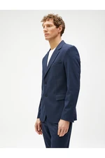 Koton Blazer Jacket with Buttons, Pockets, Stitching Detail, Slim Fit