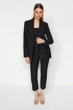 Trendyol Black Striped Woven Shiny Polyviscon Jacket