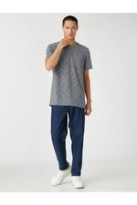 Koton Basic Marked T-shirt with a Crew Neck Slim Fit