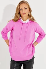 Cool & Sexy Women's Pink Hooded Pocket Knitwear Sweater YZ520