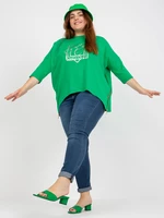 Green cotton blouse of larger size with application