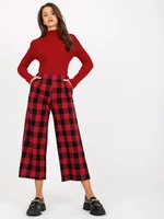 Black and Red Wide Checkered Culotte Pants