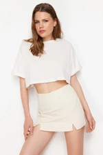 Trendyol Ecru Slit Detail High Waist Short Skirt