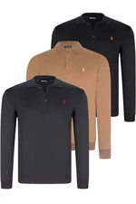 TRIPLE SET V4007 DEWBERRY MEN'S SWEATSHIRT-BLACK-NAVY-CAMEL