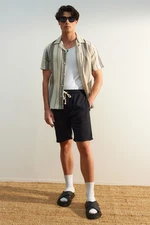 Trendyol Black Regular Fit Linen Look Shorts