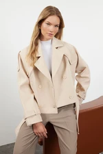 Trendyol Mink Soft Textured Seasonal Short Oversize Cashmere Coat