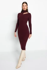 Trendyol Plum Midi Knitwear Sukienka z dekoltem polo