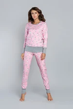 Women's pajamas Lama long sleeves, long pants - pink print