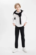 DEFACTO Boy's Straight Leg Pocket Black Gabardine School Trousers