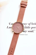 Women's Analog Suede Nickel Free Watch Ernest pink