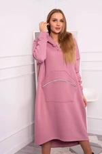 Insulated dress with a hood dark pink