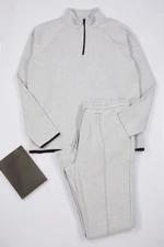 Trendyol Men's Gray Ottoman Textured Regular Fit Knitted Pajama Set