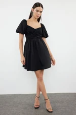 Trendyol Black A-Cut Pearl Detailed Woven Short Elegant Evening Dress