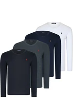 QUADRUPLE SET T8587 DEWBERRY V-NECK MEN'S SWEATSHIRT-WHITE-BLACK-NAVY-ANTHRACITE-BURGUNDY-KHAKI