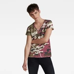 G-STAR Tričko - Allover camo print v neck ss top viacfarebné