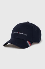 Bavlněná baseballová čepice Tommy Hilfiger tmavomodrá barva, s aplikací, AM0AM12532