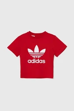 Dětské bavlněné tričko adidas Originals TREFOIL TEE červená barva, s potiskem, IY2387