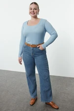 Trendyol Curve Blue Camisole Knitted Plus Size Blouse