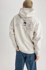 DEFACTO Oversize Fit Back Printed Hooded Sweatshirt