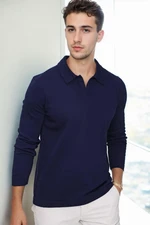 86813 Dewberry Polo Neck Long Sleeve Knitwear-Navy Blue