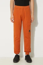 Bavlnené tepláky C.P. Company Diagonal Raised Fleece Cargo Sweatpants oranžová farba, jednofarebné, 17CMSP017A005086W