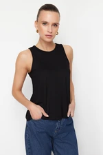 Trendyol Black Viscose Regular/Normal Fit Crew Neck Knitted Blouse