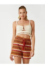 Koton Tie Waist Shorts with Tassel Detail.