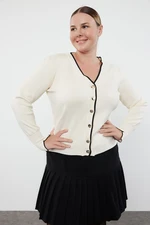 Trendyol Curve Cream Knitwear Plus Size Cardigan