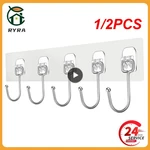 1/2PCS Strong Adhesive Wall Hooks Transparent Door Wall Hangers for Kitchen Bathroom Organizer Storage Hook Towel Clothes Key