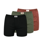 Bushman boxerky Nicolas 3Pack black/khaki/terracotta M