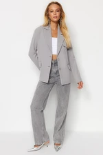 Trendyol Gray Oversize Lined Woven Blazer Jacket