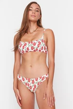 Trendyol White Floral Print Gippa Bikini Bottoms