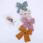 4 PCS Corduroy Hair Bow French Clips Elastic Loop Hair Bands Scrunchies for Girls Women Hair Bow Spring Barrettes Accessories